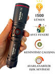 WS-4400 Tüfek Bağlantılı El Feneri Süper Parlak LED Şarjlı Avcı Feneri 1500 Lümen