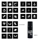 Minimal 27 Desen ve Spray Tattoo Geçici Sprey Dövme Seti 