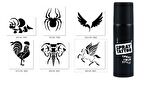 Dinazor Horoz Spray Tattoo Geçici Sprey Dövme Seti