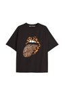 Y2k vintage Leopar Baskılı Sİyah T-shirt KOD 164