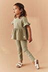 Next Baby % 100 Pamuklu Yeşil Waffle Kısa Kollu Taytlı Aşt Üst Takım