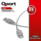 QPORT Q-UZ3 3.0m USB2.0 UZATMA KABLOSU