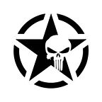 Yıldız Punisher Kurukafa Sticker17x17 Cm Siyah