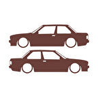Basık Bmw E30 Sticker 17x17 Cm Kahverengi