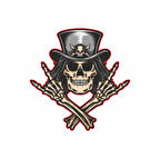 Rockcı iskelet Sticker 10x10 cmRenkli Sticker