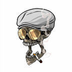 Sigara içen iskelet Sticker 10x10 cmRenkli Sticker