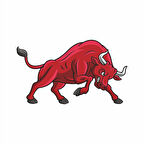 Kızgın Boğa 1 Sticker 10x10 cmRenkli Sticker