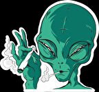 Sigara İçen Uzaylı Sticker 10x10 cmRenkli Sticker