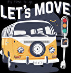 Lets Move Karavan Sticker 10x10 cmRenkli Sticker