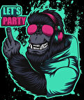 Lets Party Goril Sticker 10x10 cmRenkli Sticker