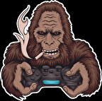 Oyun Oynayan Goril Sticker 10x10 cmRenkli Sticker