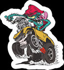 Kamyon Süren Zombi Sticker 10x10 cmRenkli Sticker