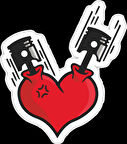 motor ve kalp sticker 10x10 cmRenkli Sticker
