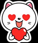 Kalpli Kedi Sticker 10x10 cmRenkli Sticker