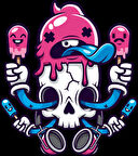 Dondurma Yalayan İskelet Stişcker 10x10 cmRenkli Sticker