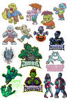 Zombie Sticker Set-1 11 Parça Telefon, Tablet, Defter, Laptop Sticker
