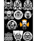 Siyah Beyaz İskelet Sticker Set-2 11 Parça Telefon, Tablet, Defter, Laptop Sticker