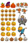 happy halloween Sticker Set-3 20 Parça Telefon, Tablet, Defter, Laptop Sticker