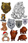 Ayı Sticker Set-5 10 Parça Telefon, Tablet, Defter, Laptop Sticker