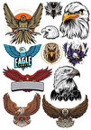 Kartal Sticker Set-2 11 Parça Telefon, Tablet, Defter, Laptop Sticker