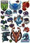 Ejderha Dragon Sticker Set-3 13 Parça Telefon, Tablet, Defter, Laptop Sticker