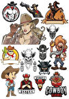 Cowboy Sticker-1 13 Parça Telefon, Tablet, Defter, Laptop Sticker