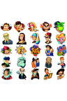 Yüzler İnsanlar Sticker Set 24 Parça Telefon, Tablet, Defter, Laptop Sticker