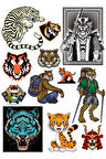 Kaplan Tiger Sticker Set-2 12 Parça Telefon, Tablet, Defter, Laptop Sticker