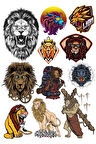 Aslan Sticker Set -5 12 Parça Telefon, Tablet, Defter, Laptop Sticker