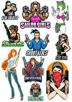 Savaşçı Kız Sticker Set 13 Parça Telefon, Tablet, Defter, Laptop Sticker