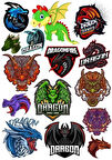 Ejderha Dragon Sticker Set 13 Parça Telefon, Tablet, Defter, Laptop Sticker
