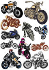 Motorsklet Sticker Set-3 16 Parça Telefon, Tablet, Defter, Laptop Sticker