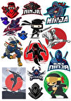 Ninja Sticker Set-1 13 Parça Telefon, Tablet, Defter, Laptop Sticker