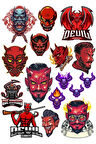 Şeytan Devil Sticker Set-5 16 Parça Telefon, Tablet, Defter, Laptop Sticker