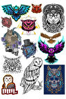 Baykuş Sticker Set-4 13 Parça Telefon, Tablet, Defter, Laptop Sticker