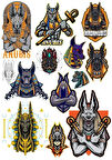 Anubis Sticker Set-2 9 Parça Telefon, Tablet, Defter, Laptop Sticker
