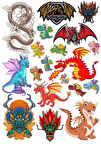 Ejderha Dragon Sticker Set-7 15 Parça Telefon, Tablet, Defter, Laptop Sticker