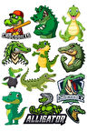 Timsah Sticker Set-5 12 Parça Telefon, Tablet, Defter, Laptop Sticker