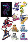 Skateboard Kaykaycı Sticker Set 12 Parça Telefon, Tablet, Defter, Laptop Sticker
