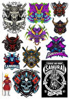 Kuru Kafa Samurai Sticker Set 12 Parça Telefon, Tablet, Defter, Laptop Sticker