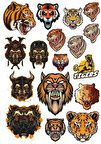 Kaplan Tiger Sticker Set-7 17 Parça Telefon, Tablet, Defter, Laptop Sticker