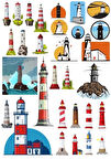 Deniz Feneri Sticker Set-1 20 Parça Telefon, Tablet, Defter, Laptop Sticker
