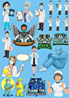 Doktor Sağlık Çalışanı Sticker Set 13 Parça Telefon, Tablet, Defter, Laptop Sticker
