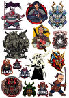Samurai Savaşçı Sticker Set-5 15 Parça Telefon, Tablet, Defter, Laptop Sticker