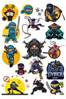 Ninja Sticker Set-2 15 Parça Telefon, Tablet, Defter, Laptop Sticker