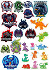 Dragon Ejderha Sticker Set-12 16 Parça Telefon, Tablet, Defter, Laptop Sticker
