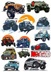 Jeep Offroad Araba Sticker Set 13 Parça Telefon, Tablet, Defter, Laptop Sticker