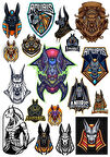 Anubis Sticker Set-4 13 Parça Telefon, Tablet, Defter, Laptop Sticker