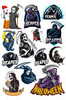 Cellat ve Hallowen Sticker Set 13 Parça Telefon, Tablet, Defter, Laptop Sticker