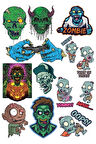 Zombi Sticker Set 12 15 Parça Telefon, Tablet, Defter, Laptop Sticker